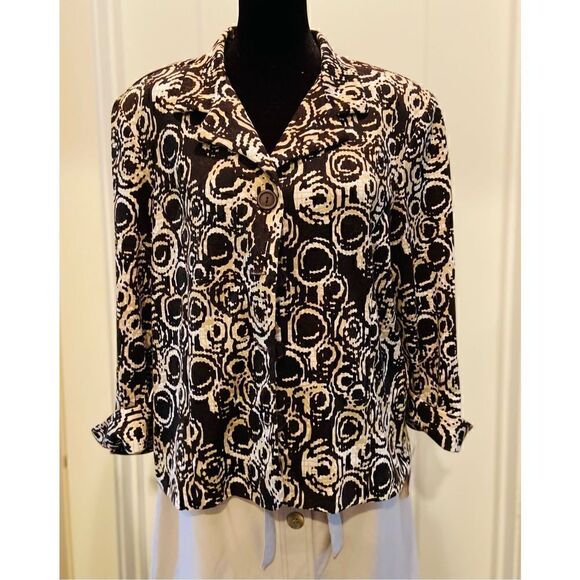 Dress Barn Women's Large Top / Button Down Collared Jacket w Shoulder Pads New - Picture 2 of 3